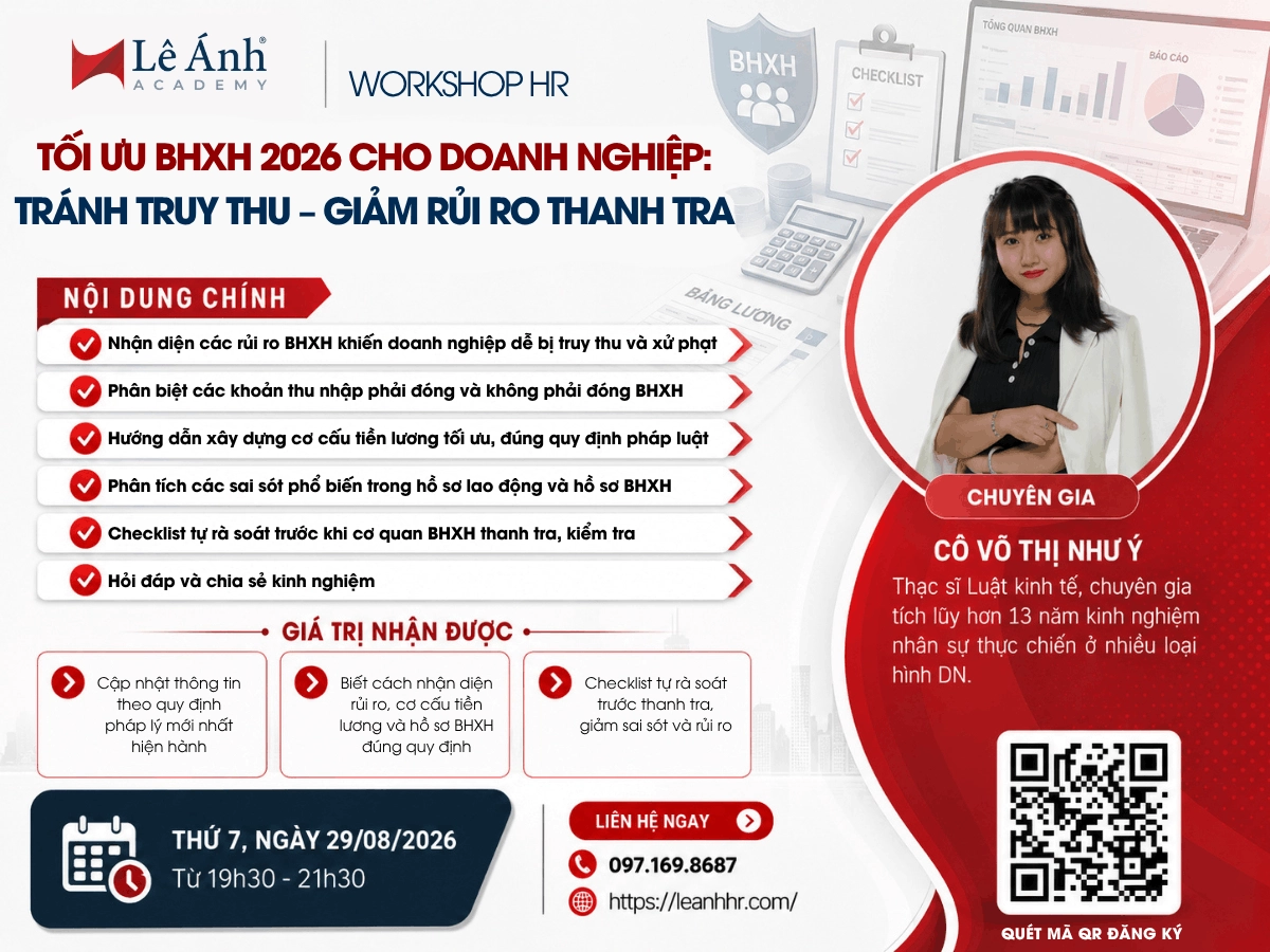 Workshop: Tối ưu BHXH 2026 cho doanh nghiệp – Tránh truy thu, giảm rủi ro thanh tra