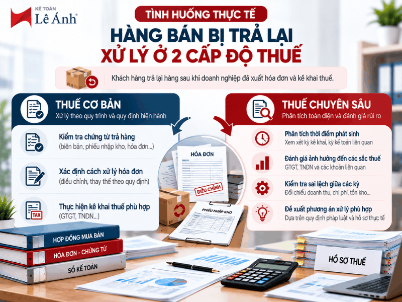 So sánh cách xử lý hàng bán bị trả lại ở cấp độ Thuế cơ bản và Thuế chuyên sâu