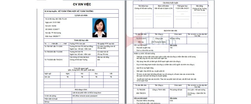 Cách viết sơ yếu lý lịch xin việc