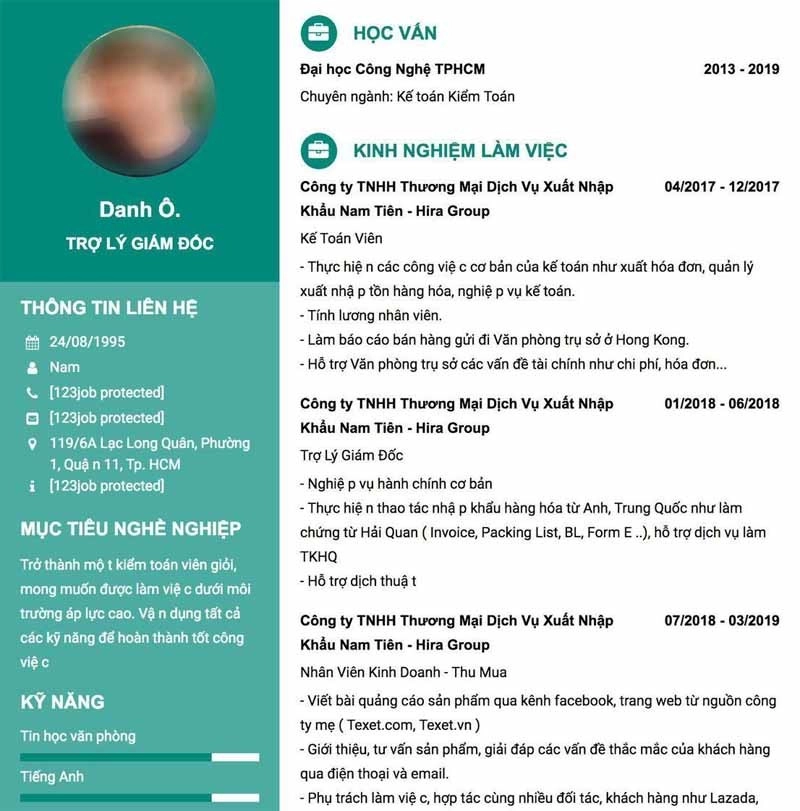 CV Trợ lý giám đốc