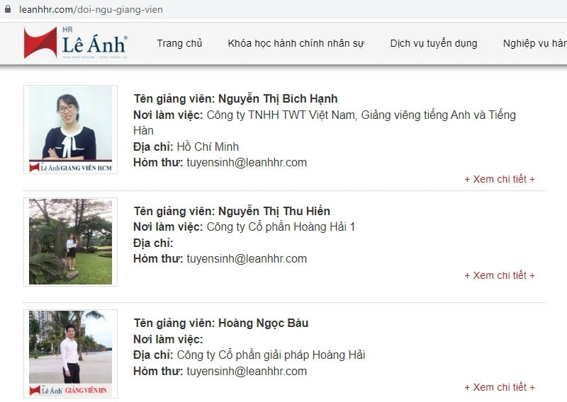 Đội ngũ giảng viên Lê Ánh HR