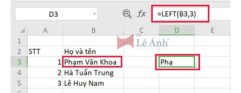 Hàm Left trong Excel