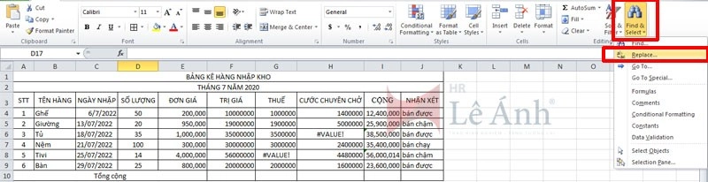 Lỗi Value trong Excel