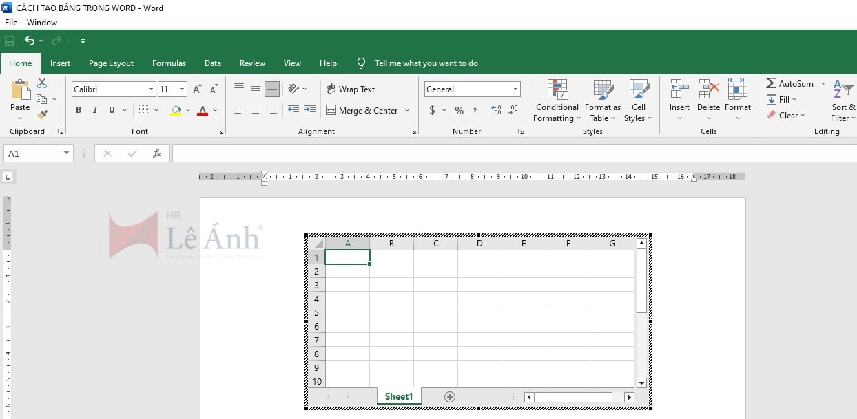 Cách chèn bảng trong Word bằng cách liên kết Excel