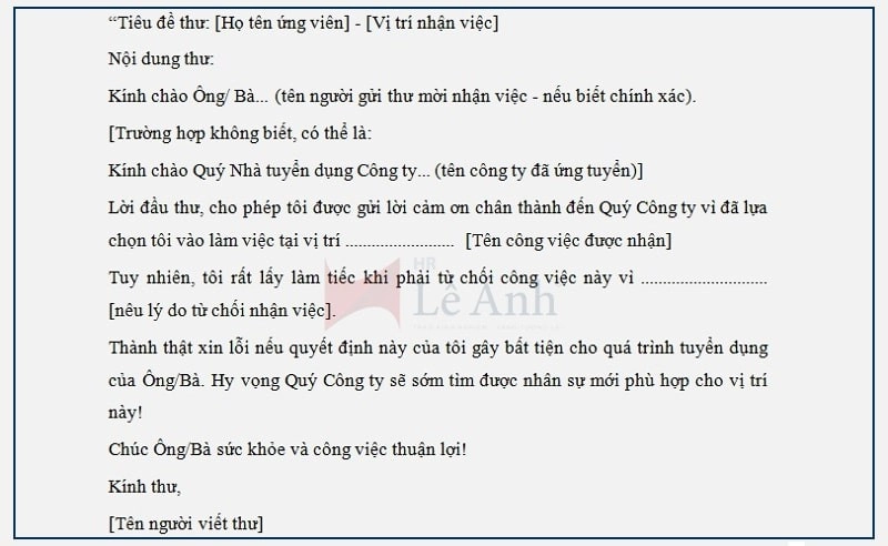 Mẫu thư mời nhận việc chuyên nghiệp