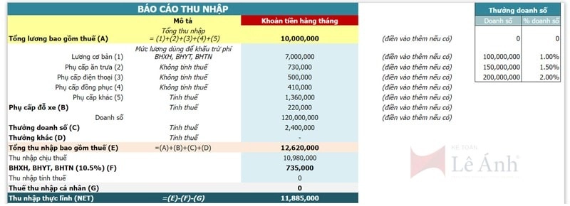 Mẫu bảng lương nhân viên