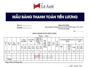 Mẫu bảng thanh toán tiền lương
