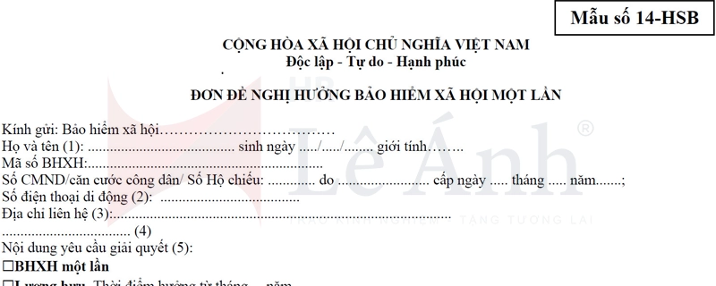 Mẫu đơn đề nghị hưởng BHXH một lần