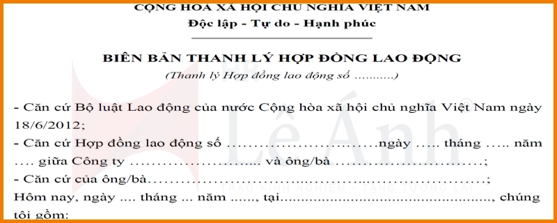 Mẫu biên bản thanh lý hợp đồng lao động mới nhất