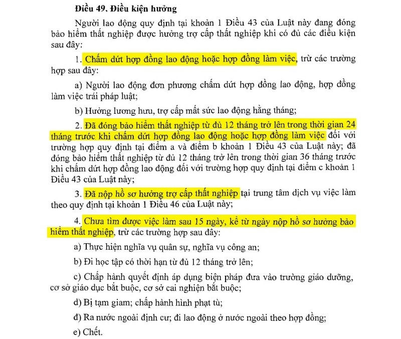 Điều kiện hưởng bảo hiểm thất nghiệp