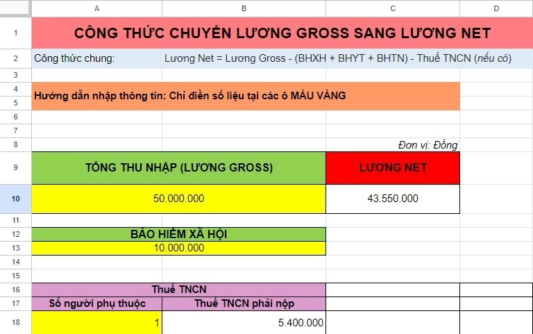 File chuyển từ lương Gross sang Net