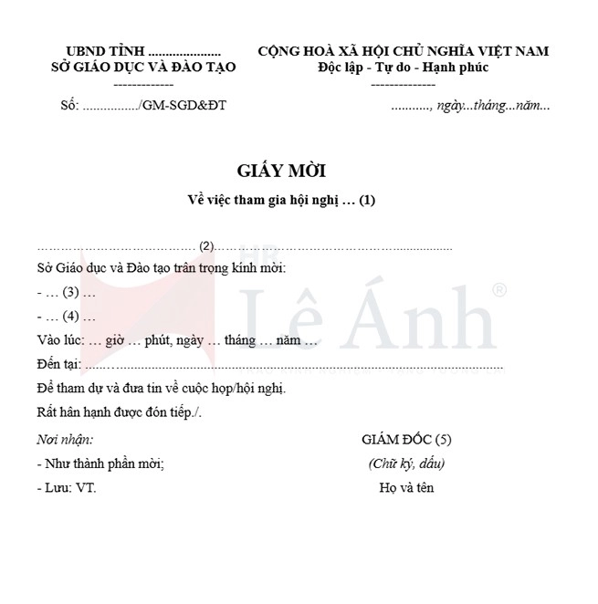 Mẫu giấy mời hội nghị