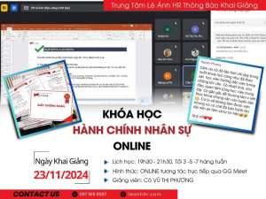 Khóa Học Hành Chính Nhân Sự Online Mã Lớp C249H Khai Giảng Ngày 23/11/2024