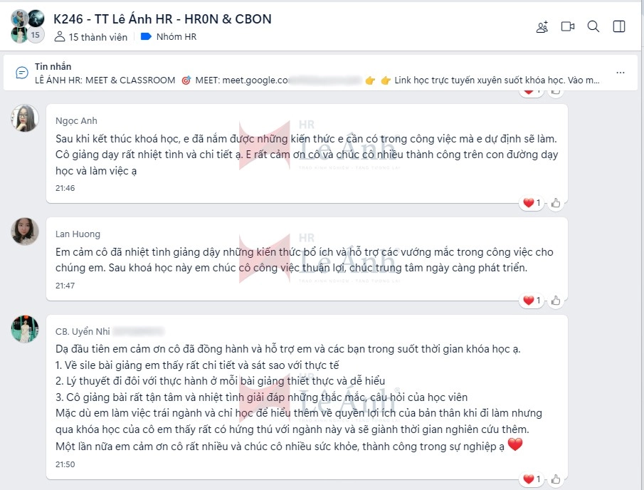 Phản hồi từ học viên sau khóa học hành chính nhân sự tại Bắc Giang 4