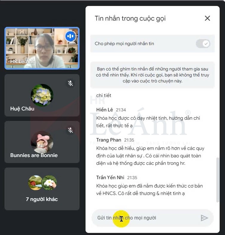 phản hồi khách quan về khóa học hành chính nhân sự hien-tranng-nhi