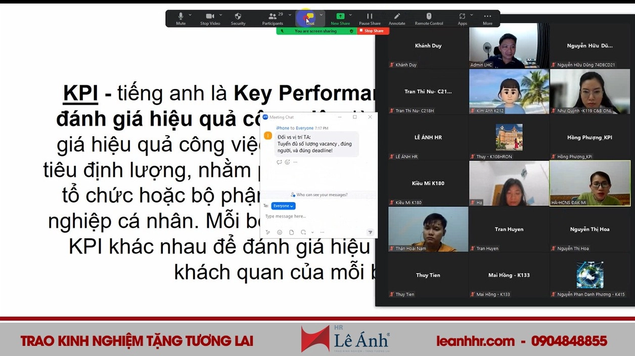 Hình Ảnh Khóa Học “Xây Dựng Ứng Dụng KPI Và BSC Trong Quản Lý Doanh Nghiệp” Tại Lê Ánh HR H1