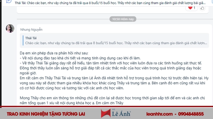 Phản hồi khóa kpi tại lê ánh hr - h3