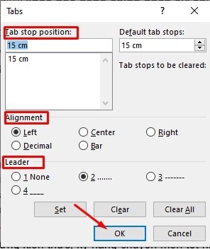 Cách tạo dòng chấm trong word