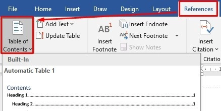 Cách tạo mục lục trong word