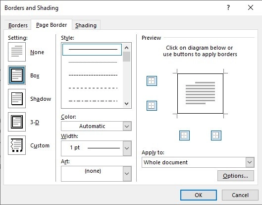 Cách tạo viền tài liệu trong word