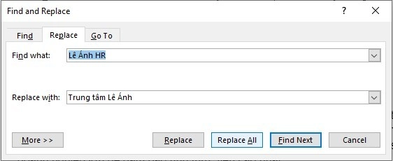 Cách tìm kiếm và thay thế trong word