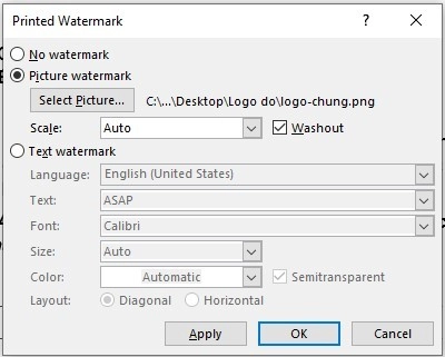 Chèn logo ẩn trong word