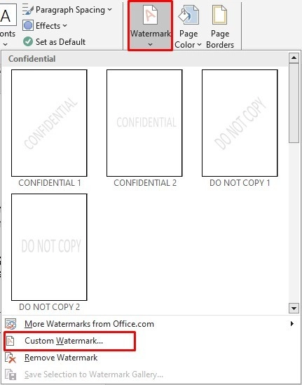 Chèn watermark trong word