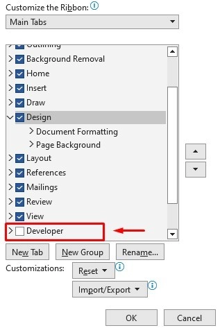 Công cụ developer trong word