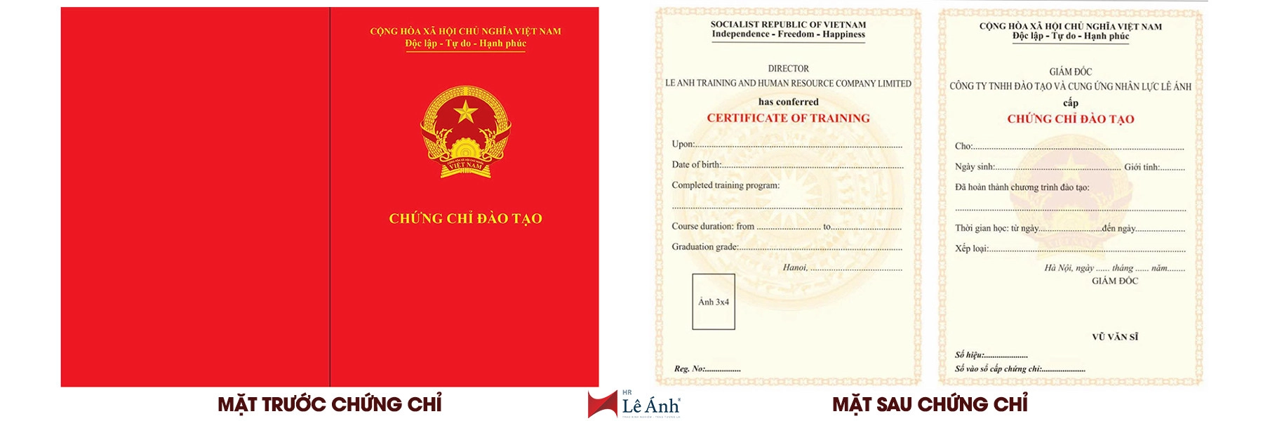 Mẫu chứng chỉ đào tạo do Lê Ánh HR cấp