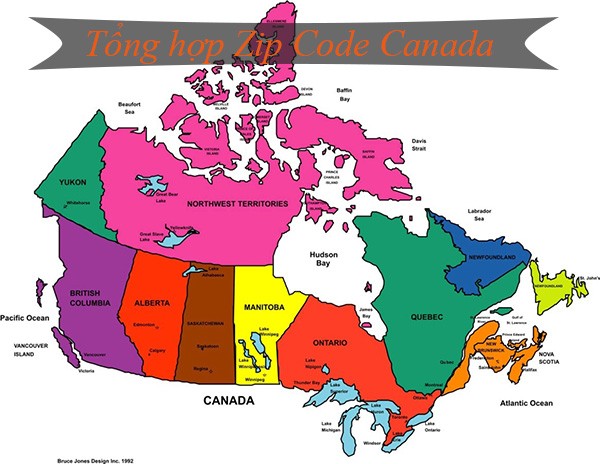 Zip code Canada: Mã Postal code Canada các tỉnh bang/vùng lãnh thổ