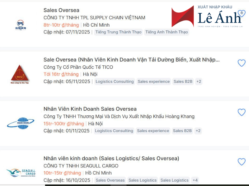 mức lương sale oversea