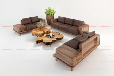 Sofa gỗ óc chó cho biệt thự - TC103