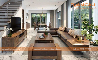 Mẫu Salon gỗ Sồi Nga hiện đại cho phòng khách TC354