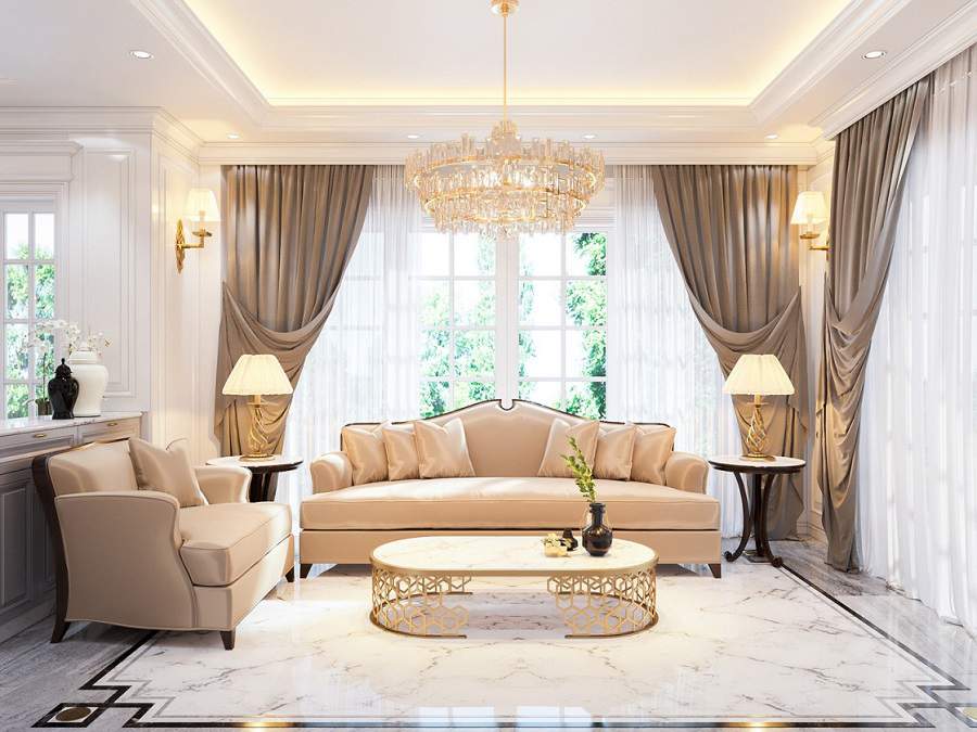 Thiết kế nội thât biệt thự phong cách tân cổ điển