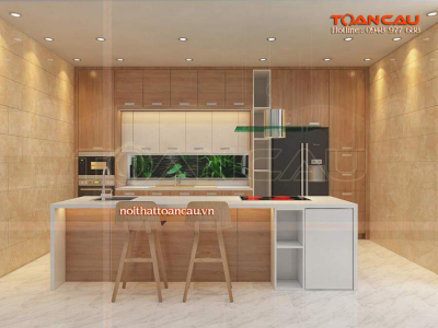 Tủ bếp hiện đại gỗ tự nhiên - TC736