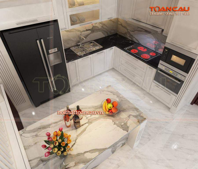 Tủ bếp gỗ tự nhiên cao cấp - TC734