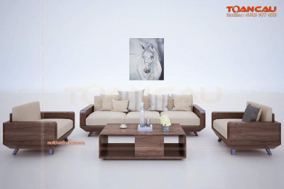 Bàn ghế phòng khách gỗ óc chó – TC163