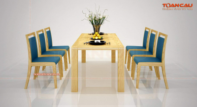 Bộ bàn ăn 8 ghế gỗ sồi nga tự nhiên - TC843