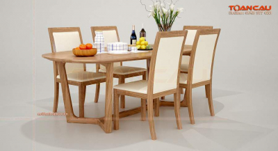 Bộ bàn ăn gỗ hình bầu dục – TC838