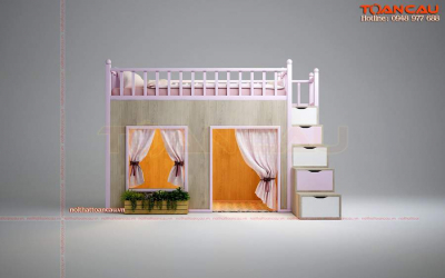 Giường tầng lâu đài cho bé gái – TC1117B