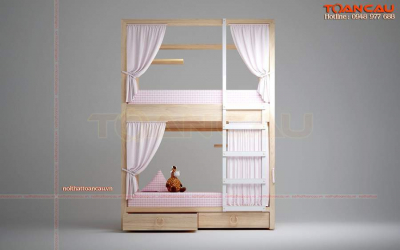 Giường tầng màu hồng cho 2 bé gái – TC1118B