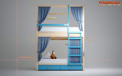 Giường tầng màu xanh cho 2 bé trai – TC1119B