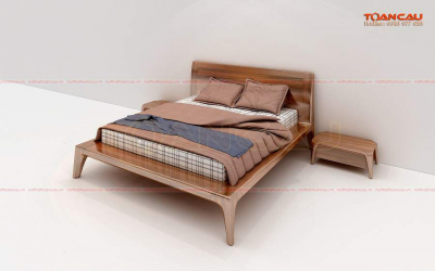 Mẫu giường ngủ gỗ óc chó tự nhiên kiểu hiện đại - TC1113A