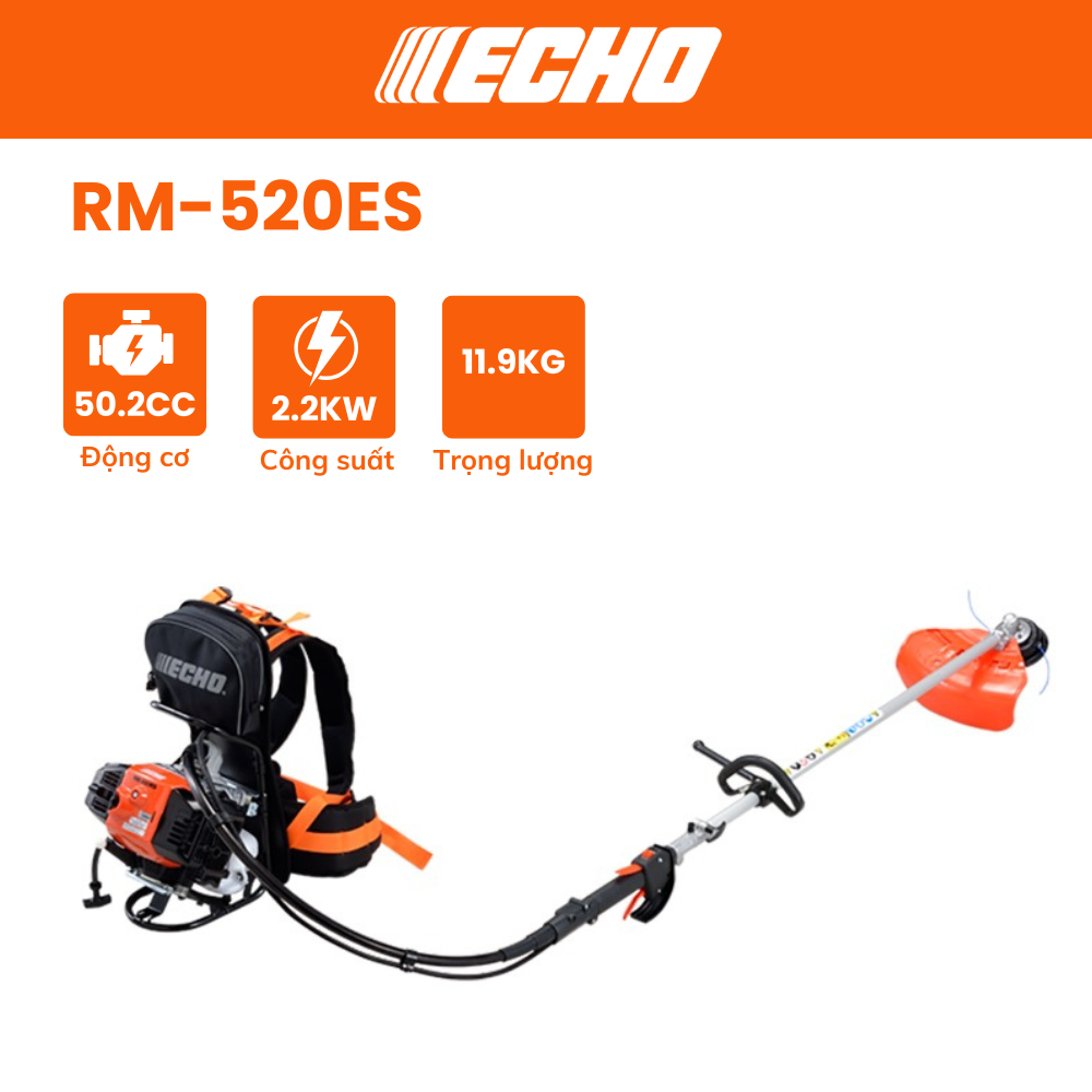 Máy cắt cỏ đeo lưng 2 thì ECHO - RM520ES - (44mm, 50.2cc)