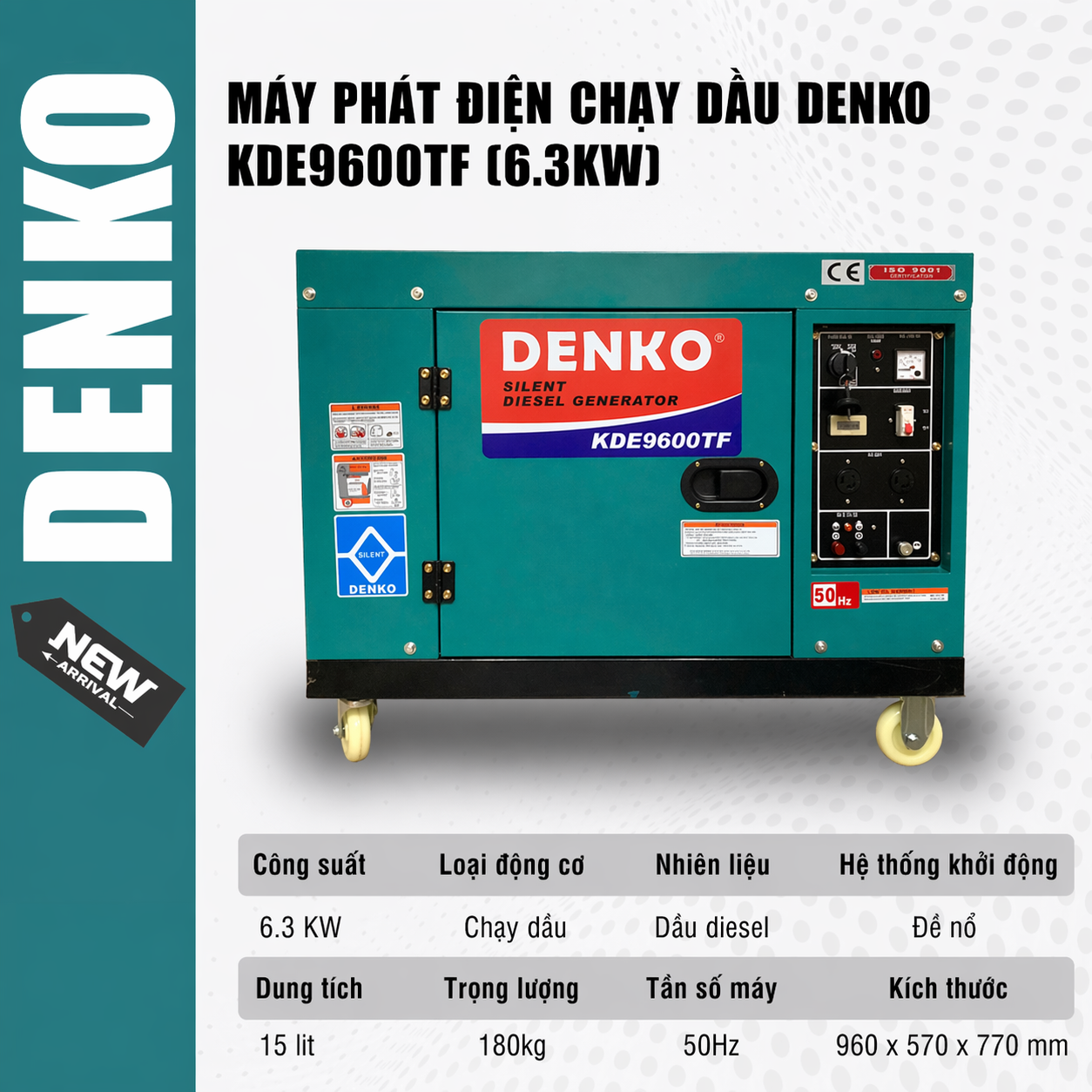 Máy phát điện chạy dầu DENKO - KDE9600TF (6.3KW)