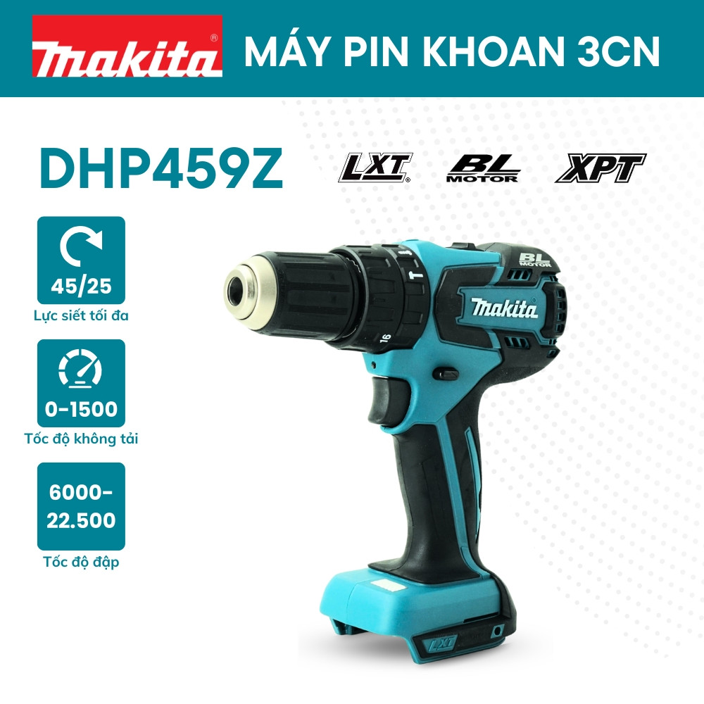 Máy khoan búa, vặn vít dùng pin MAKITA (18V) DHP459Z Chưa pin, sạc
