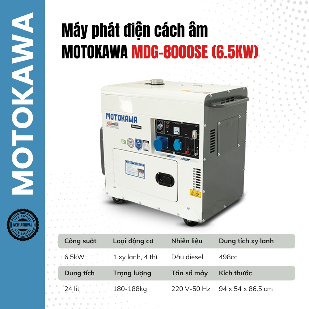Máy phát điện chạy dầu MOTOKAWA - MDG8000SE (6.5KW)