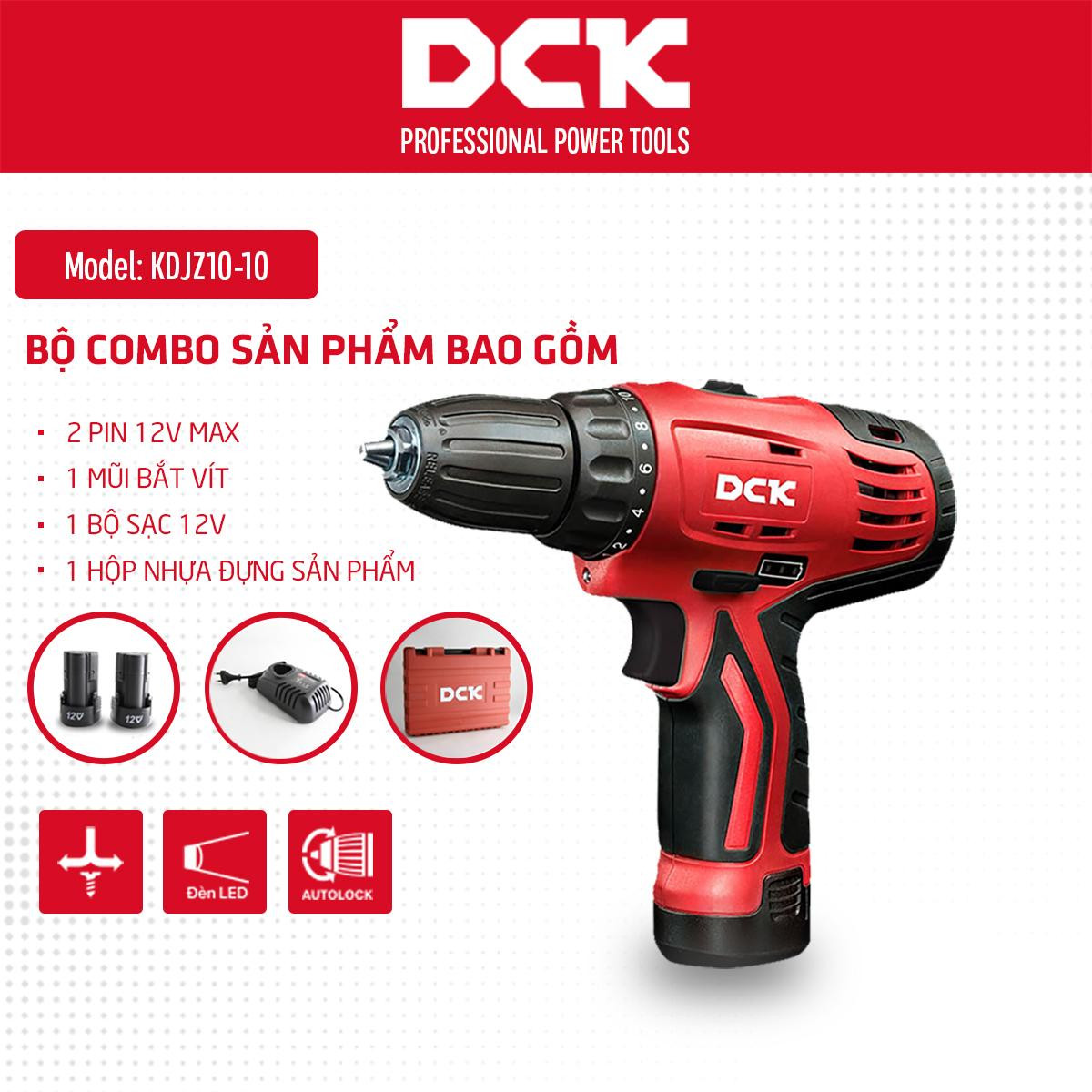Máy khoan vặn vít DCK - KDJZ10-10 TYPE EK (12V 2.0AH*2)