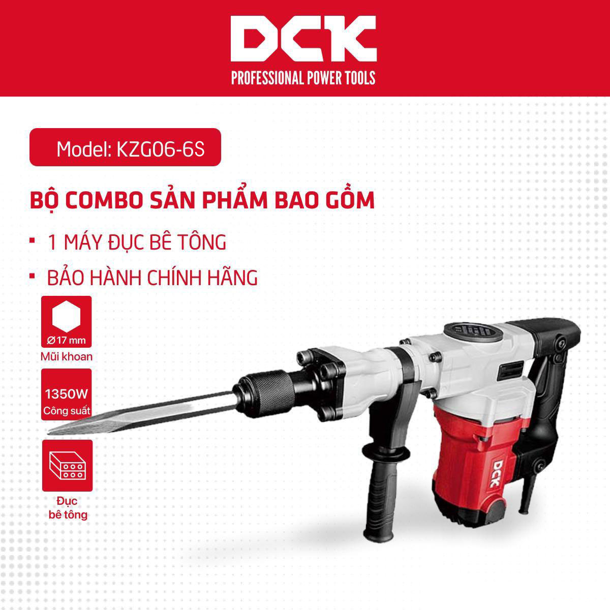 Máy đục bê tông DCK - KZG06-6S (17MM-1400W)