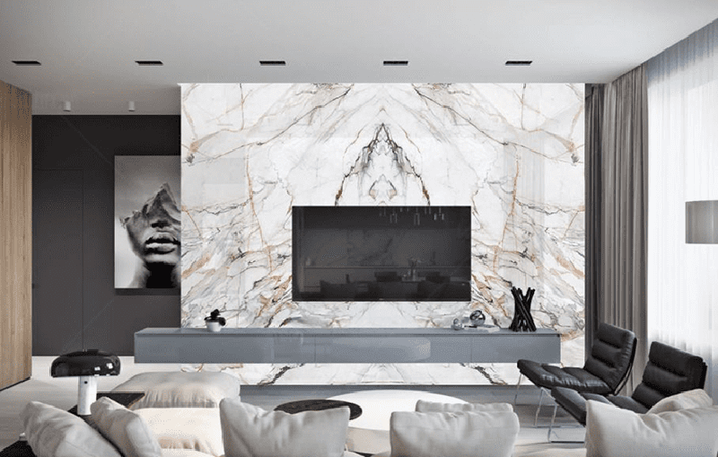 Làm vách TV bằng PVC vân đá có đẹp không?